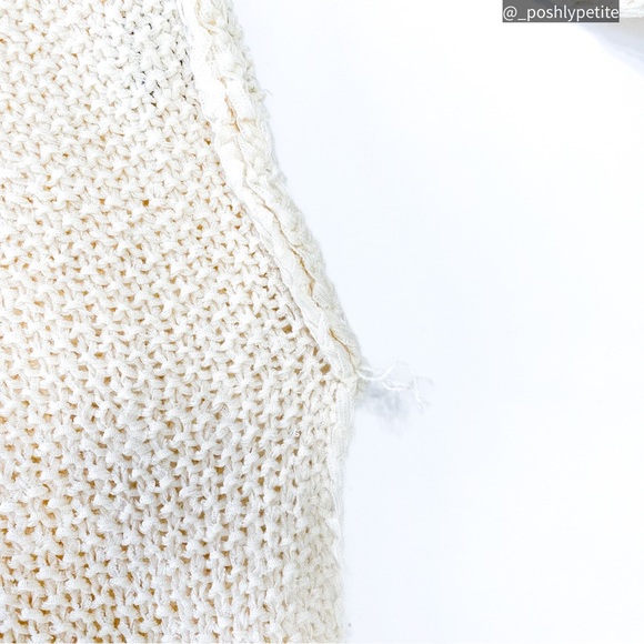 Cream open knit casual dropped shoulder sweater pullover - Picture 9 of 16
